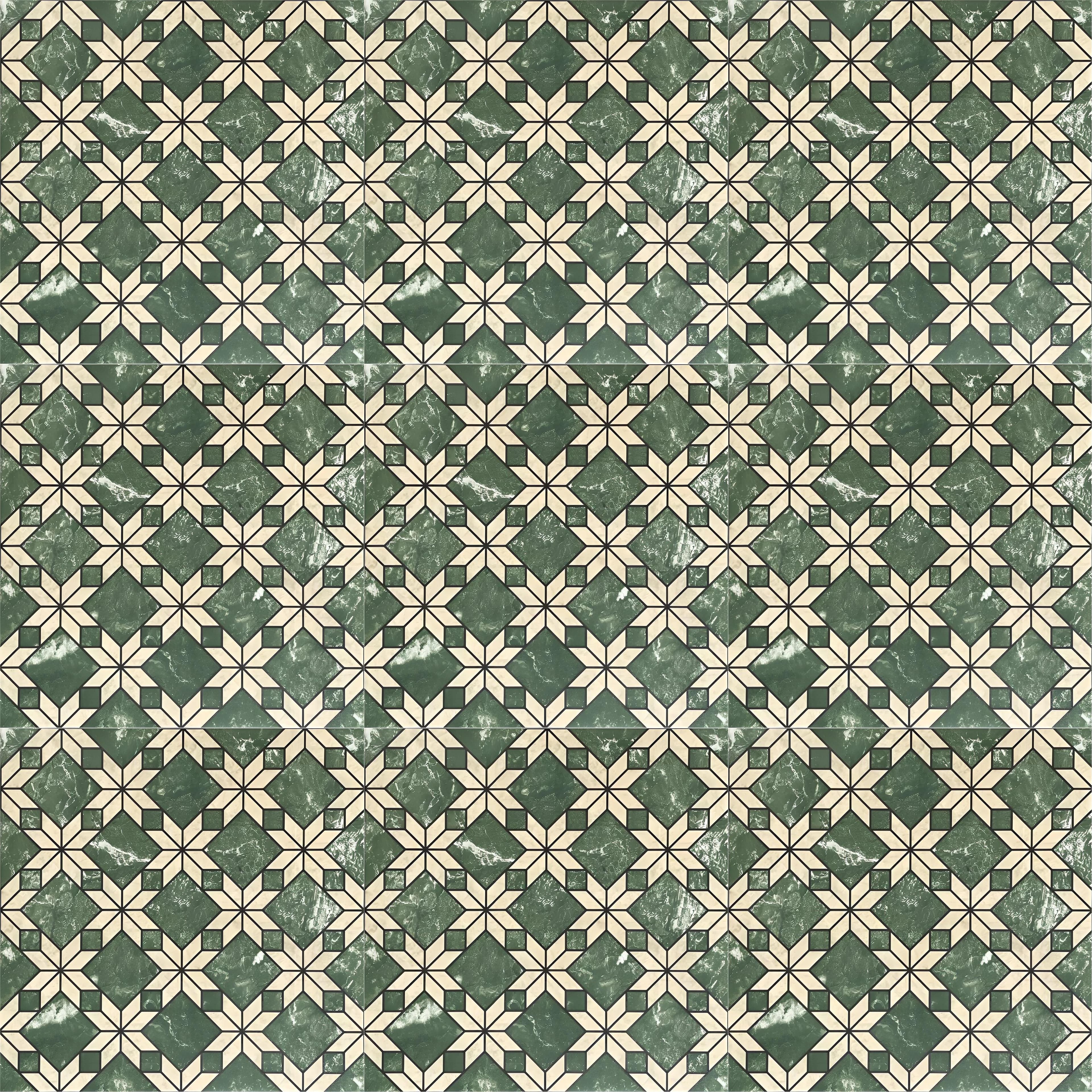 Pattern and vintage tiles for feature zones.
