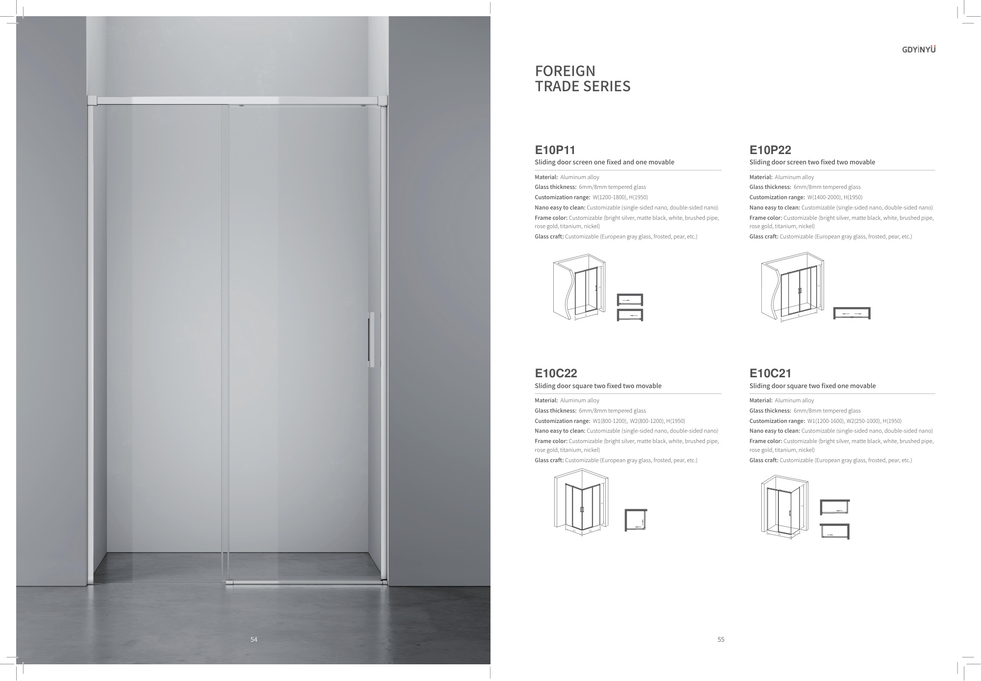 E10P22 Sliding Door — Two Fixed Two Movable floor plan